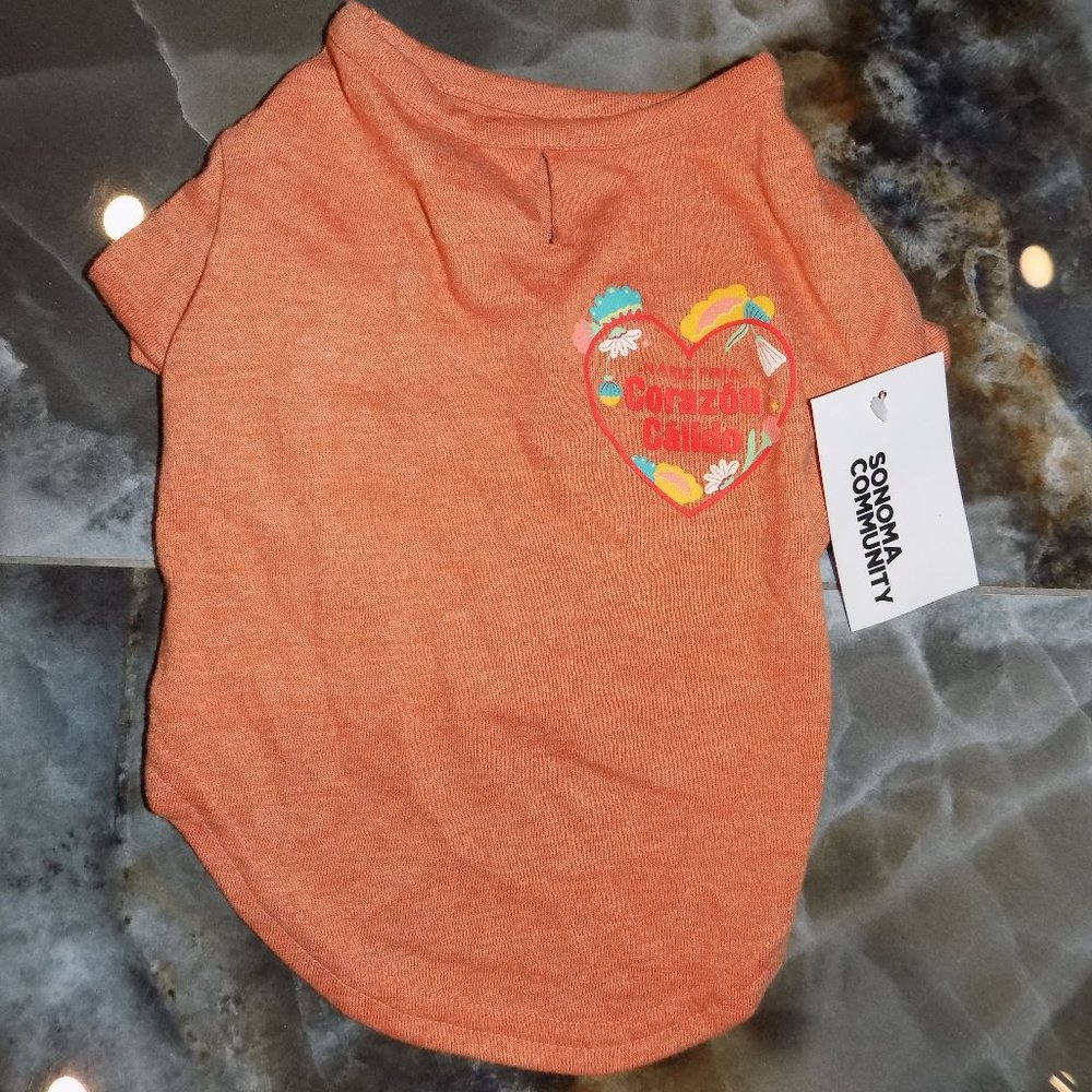 SONOMA BURNT ORANGE CORAZON PET TEE SIZE S NEW